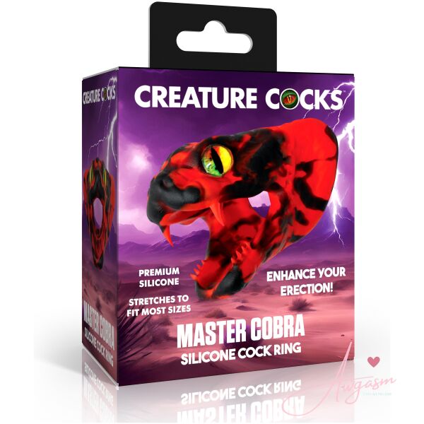 Master Cobra Silicone Cock Ring - Red - Image 5