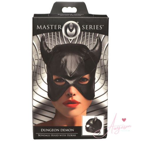 Master Series Dungeon Demon Bondage Hood with Horns