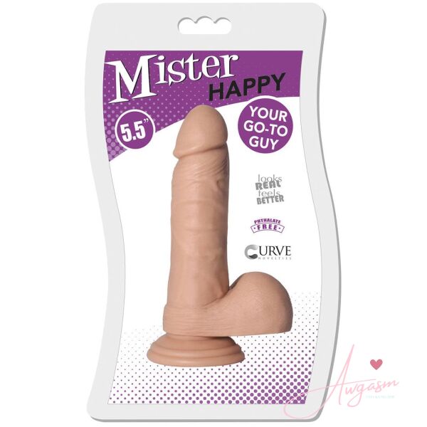 Mister Happy 5.5 Inch Dildo with Balls  - Light - Image 2