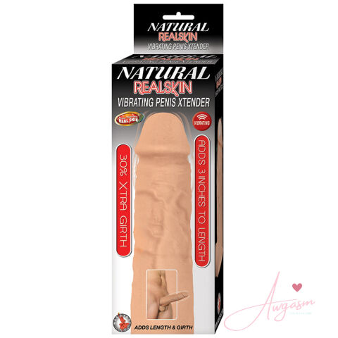 Natural Realskin Vibrating Penis Xtender-White