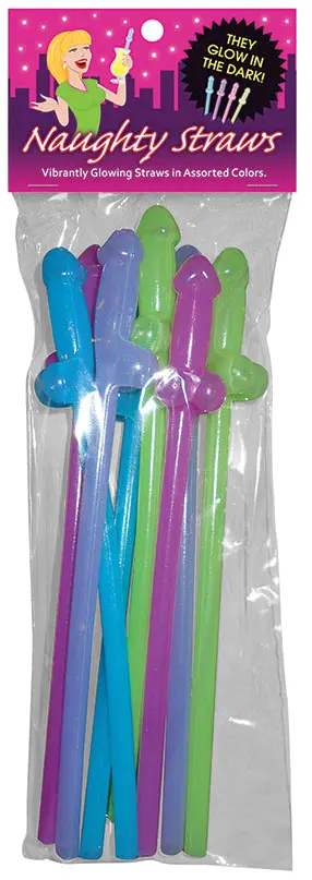 Naughty Straws-Glow In The Dark 8pk