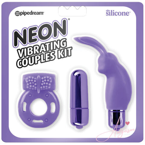 Neon Vibrating Couples Kit-Purple