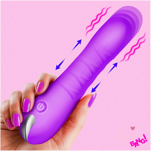 New Thrusting Silicone Dildo - Purple