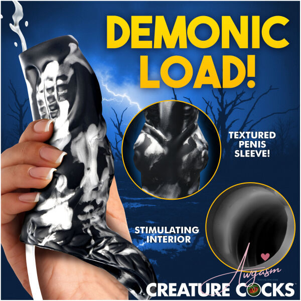 Night Prowler Squirting Silicone Penis Enhancer - Silver - Image 2