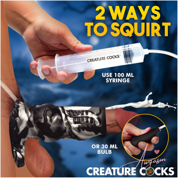 Night Prowler Squirting Silicone Penis Enhancer - Silver - Image 3