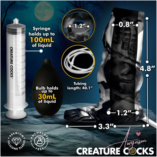 Night Prowler Squirting Silicone Penis Enhancer - Silver - Image 4
