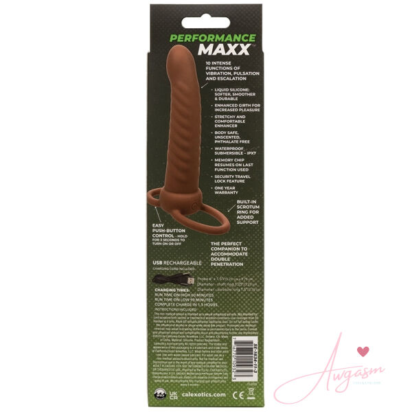 Performance Maxx Rechargeable Ribbed Dual Penetrator-Brown - Image 4