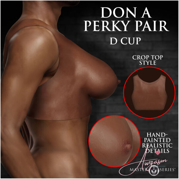 Perky Pair D-Cup Silicone Breasts - Dark - Image 2
