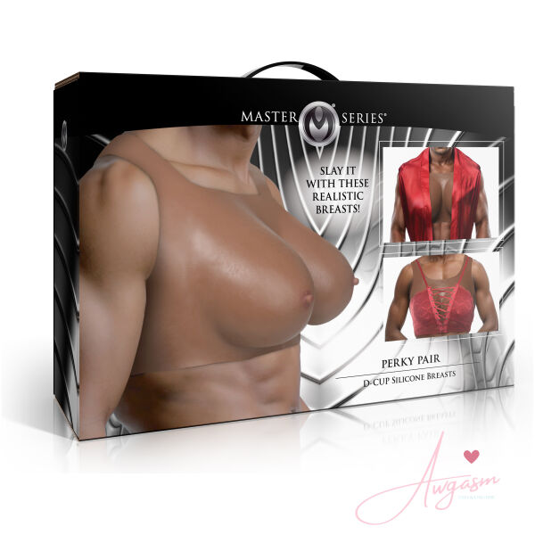 Perky Pair D-Cup Silicone Breasts - Dark - Image 6