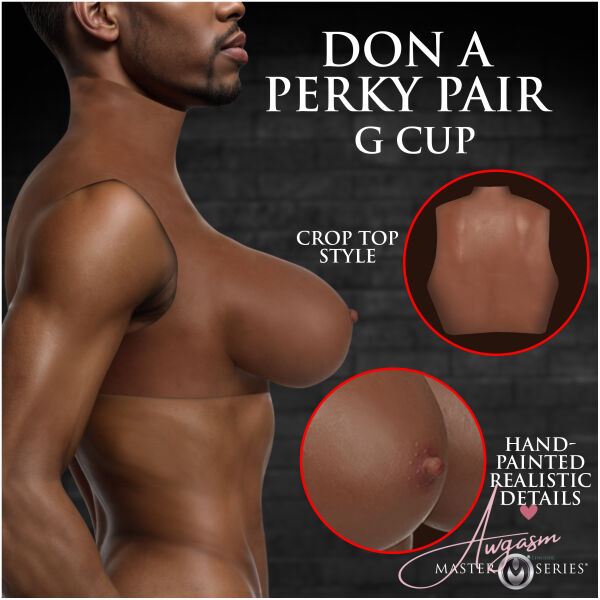 Perky Pair G-Cup Silicone Breasts - Dark - Image 2