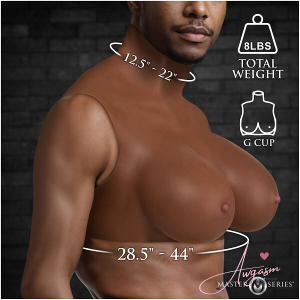 Perky Pair G-Cup Silicone Breasts - Dark - Image 4