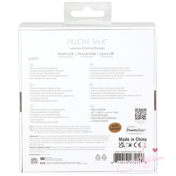 Pillow Talk Lusty Flickering Massager-Teal - Image 5