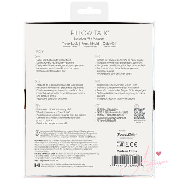 Pillow Talk Racy Mini Massager-Teal 5 - Image 3