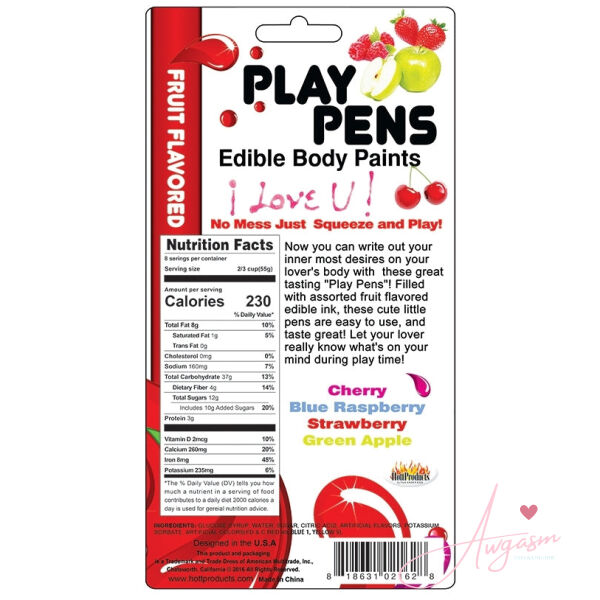 Play Pens Edible Fruit Flavored Body Pens (4 Pack) - Image 2