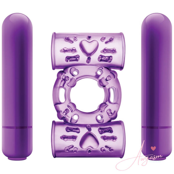 Play With Me Dual Vibrating Cockring-Purple - Image 3