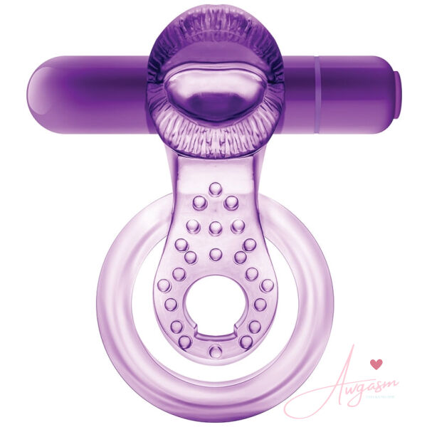 Play With Me Lick It Double Strap Cockring-Purple - Image 2