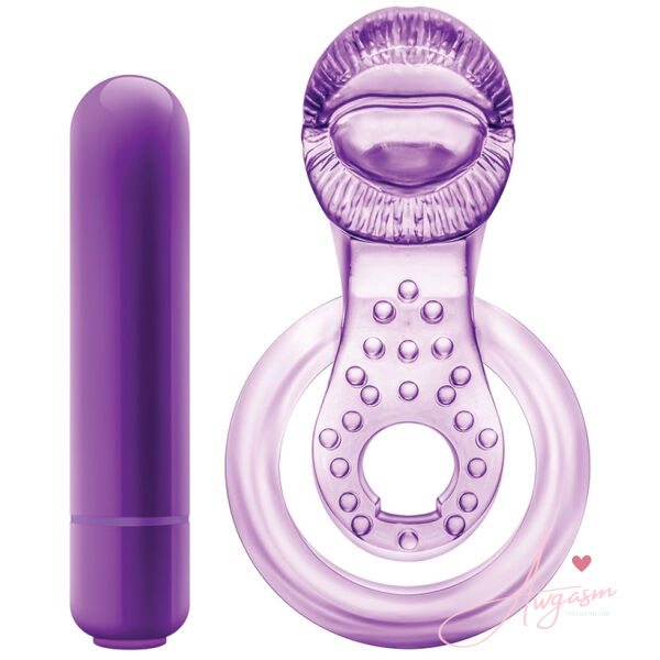 Play With Me Lick It Double Strap Cockring-Purple - Image 3