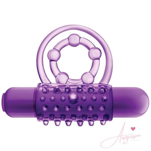 Play With Me Vibrating Double Strap Cockring-Purple - Image 2