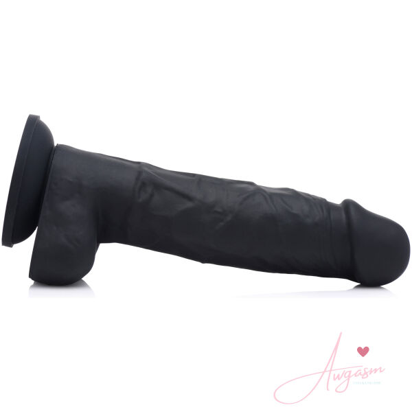 Power Pecker 7 Inch Silicone Dildo with Balls - Black - Image 2