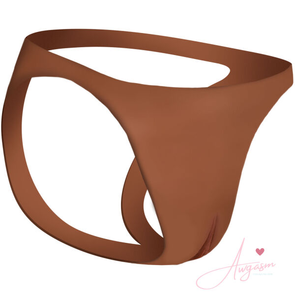 Pussy Strap Silicone Vagina Jockstrap - Dark - Image 5