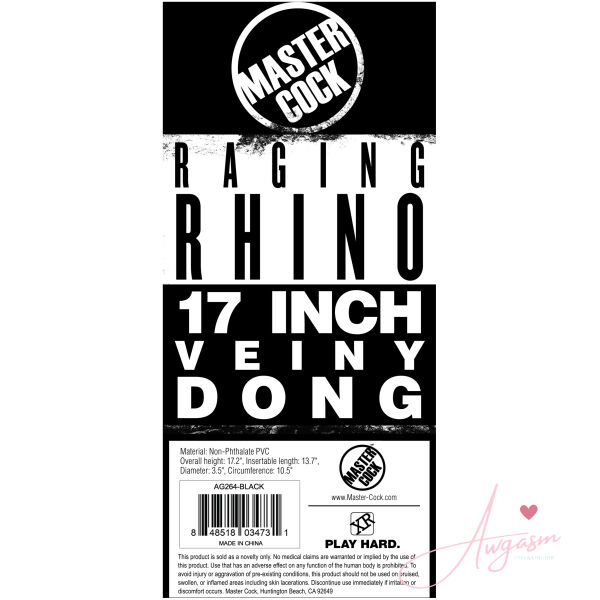 Raging Rhino 17 Inch Veiny Dildo - Black - Image 4