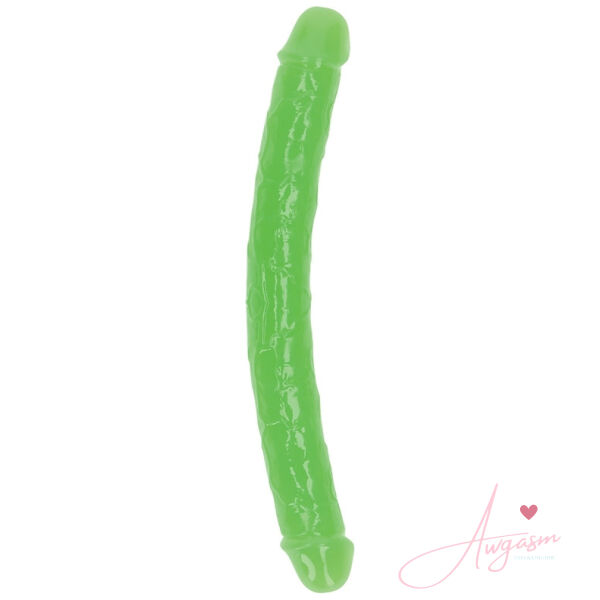 RealRock Glow in the Dark Double Dildo-Green 12 - Image 2