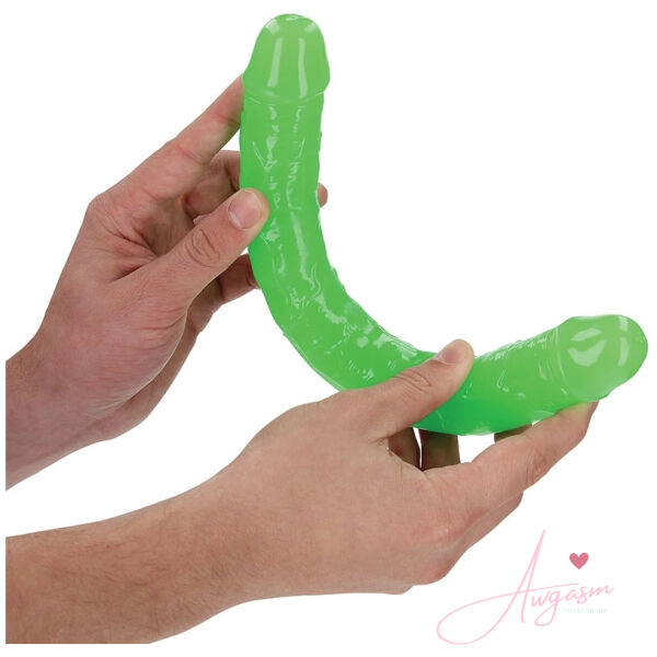 RealRock Glow in the Dark Double Dildo-Green 12 - Image 3