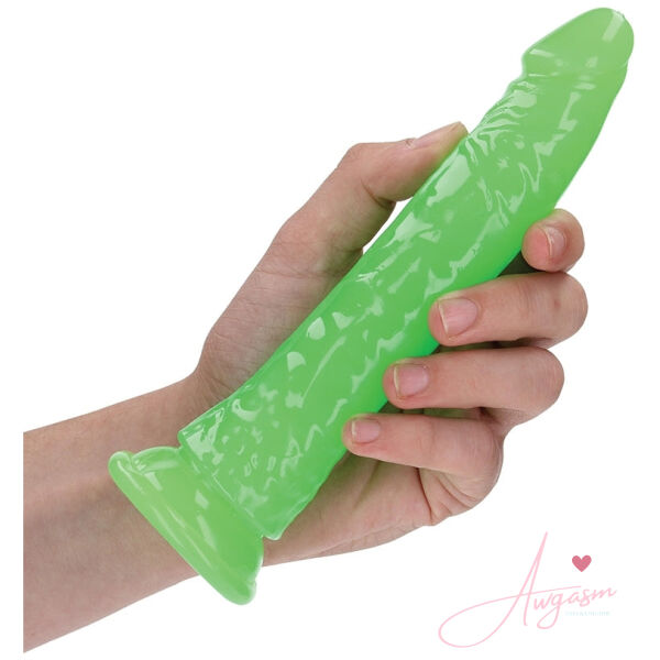 RealRock Slim Glow in the Dark Dildo-Green 7 - Image 3