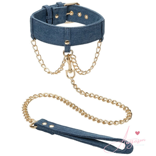 Ride 'Em Premium Denim Collection Collar With Leash - Image 2