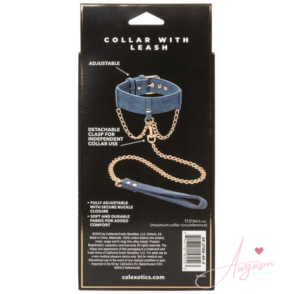 Ride 'Em Premium Denim Collection Collar With Leash - Image 3