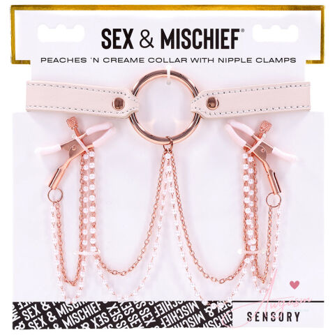 S&M Peaches Ôn CreaMe Collar with Nipple Clamps