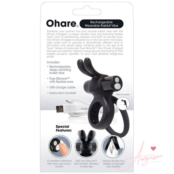 Screaming O Charged Ohare Rechargeable Wearable Rabbit-Black - Image 3