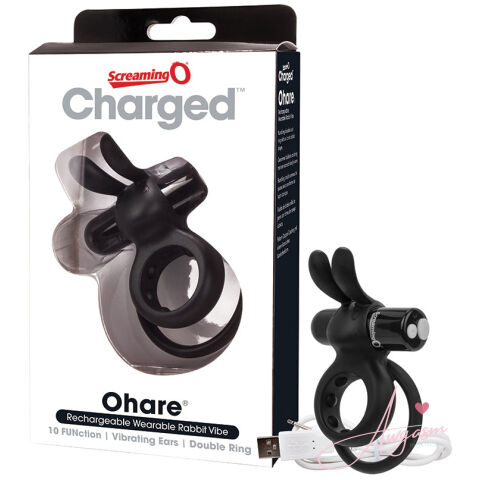 Screaming O Charged Ohare Rechargeable Wearable Rabbit-Black