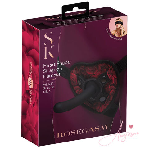 Secret Kisses Rosegasm Heart Shape Strap On Harness with 5