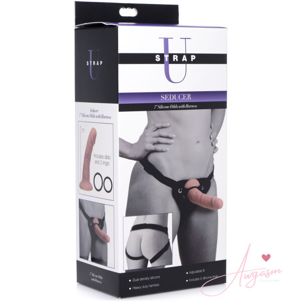 Seducer 7 inch Silicone Dildo with Harness - Image 4
