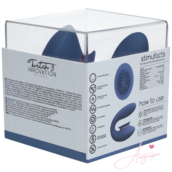 Shots Innovation Twitch 3 Rechargeable Vibrator & Suction-Blue - Image 4