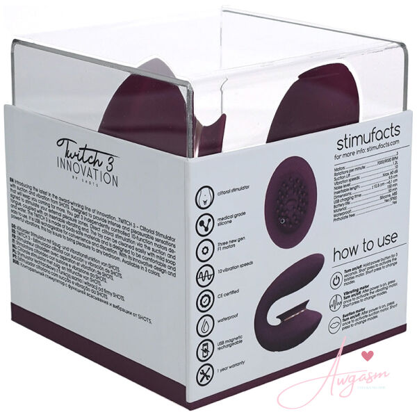 Shots Innovation Twitch 3 Rechargeable Vibrator & Suction-Burgundy - Image 4