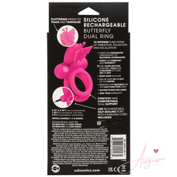 Silicone Rechargeable Butterfly Dual Ring - Image 4