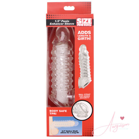 Size Matters Penis Enhancer Sleeve-Clear 1.5inch