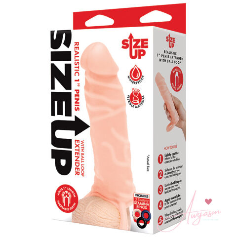 Size Up Realistic Penis Extender with Ball Loop-Flesh 1