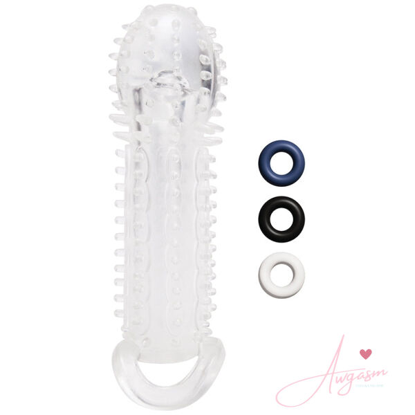Size Up See Thru Textured Penis Extender with Ball Loop 1.5 - Image 2