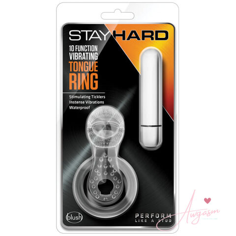 Stay Hard 10 Function Vibrating Tongue Ring-Clear