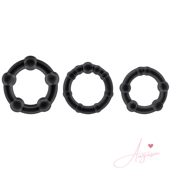 Stay Hard Beaded Cockrings-Black 3Pk - Image 2