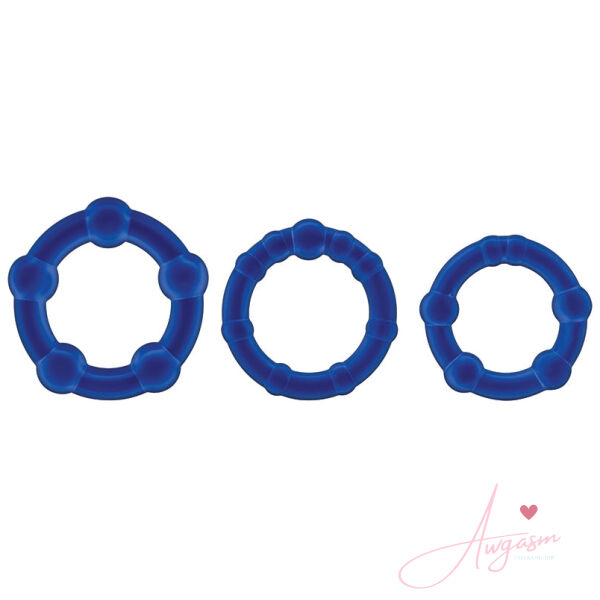 Stay Hard Beaded Cockrings-Blue 3Pk - Image 2
