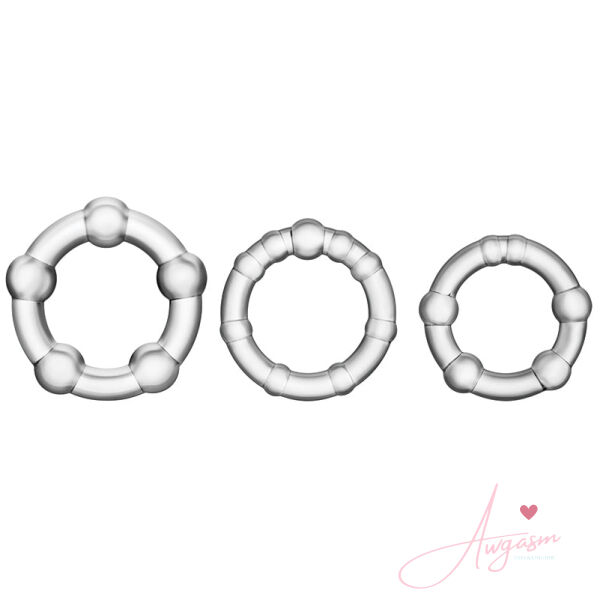 Stay Hard Beaded Cockrings-Clear 3Pk - Image 2