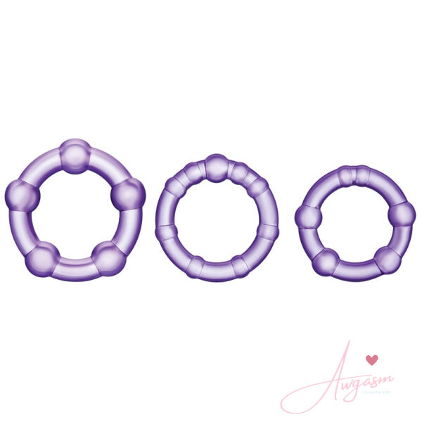Stay Hard Beaded Cockrings-Purple 3Pk - Image 2