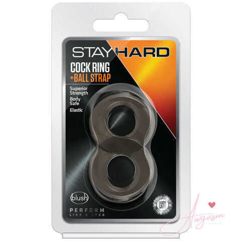 Stay Hard Cock Ring and Ball Strap-Black