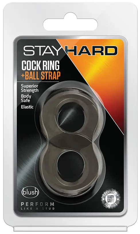 Stay Hard Cock Ring and Ball Strap-Black