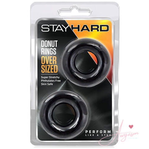 Stay Hard Donut Rings Oversized-Black 2Pk
