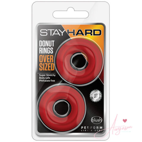 Stay Hard Donut Rings Oversized-Red 2Pk